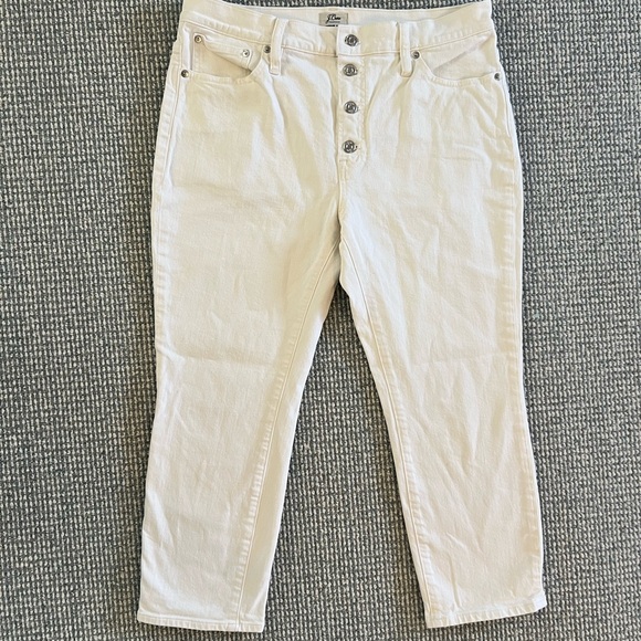 J.Crew Cream Straight Leg Jeans Size 31P | Pre-loved with few stains - Picture 1 of 5